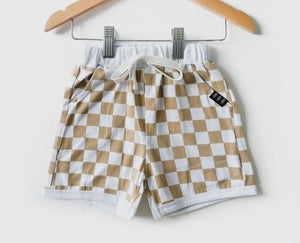 Tan Checkered Shorts