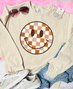 Fall Checkered Smiley Sweatshirt