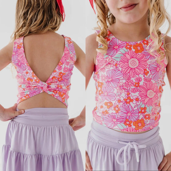 Neon Floral Twisty Back Tank