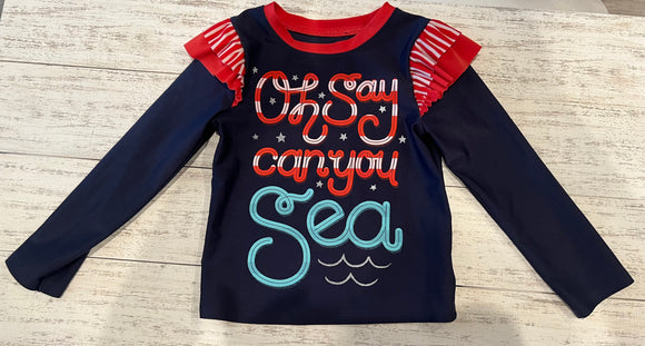 Cat & Jack Girl Patriotic Rash Guard - 3T