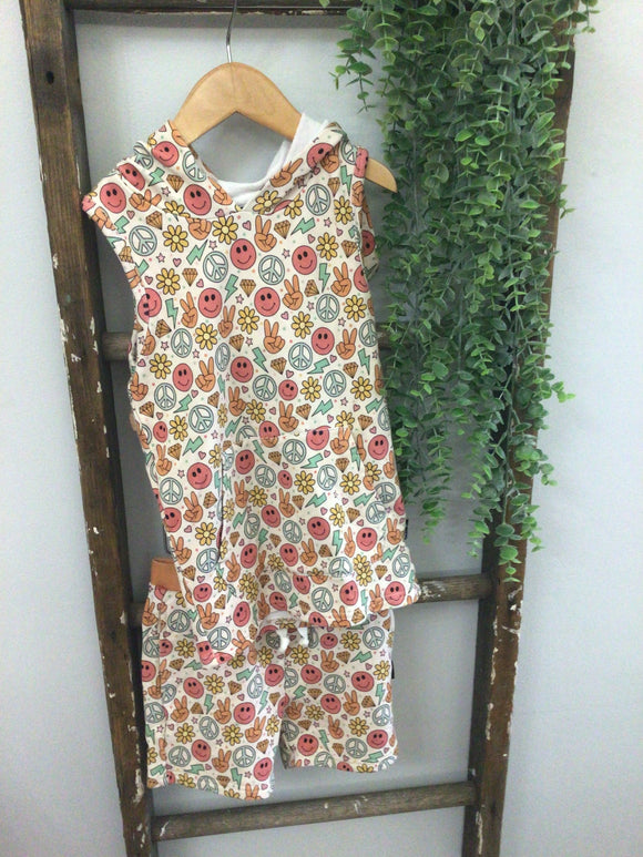 Millie + Roo Retro peace smiley set-6T