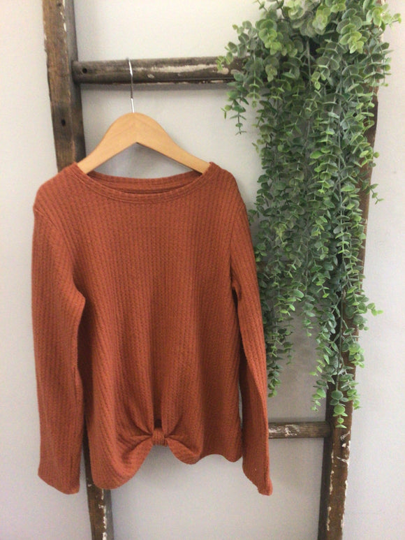 Cat&Jack orange waffle knit top-7/8