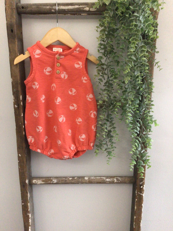 Orange beach ball bubble romper-12M