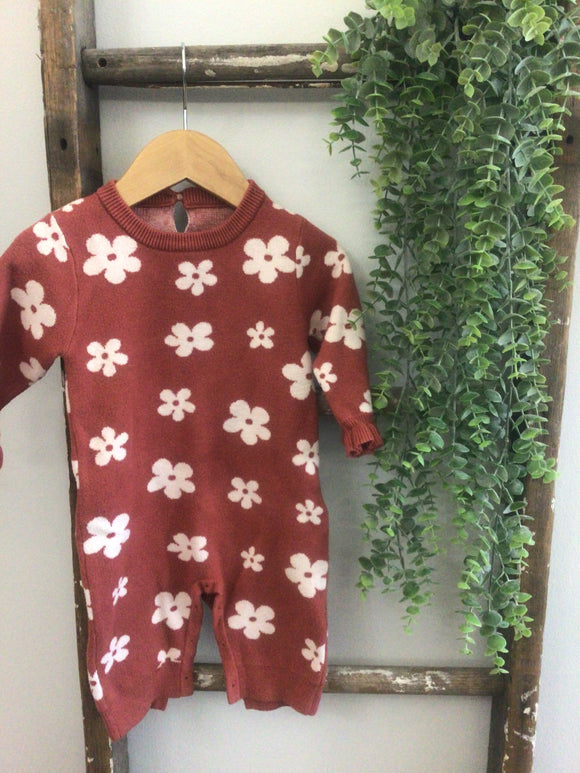 Floral button romper-3/6M