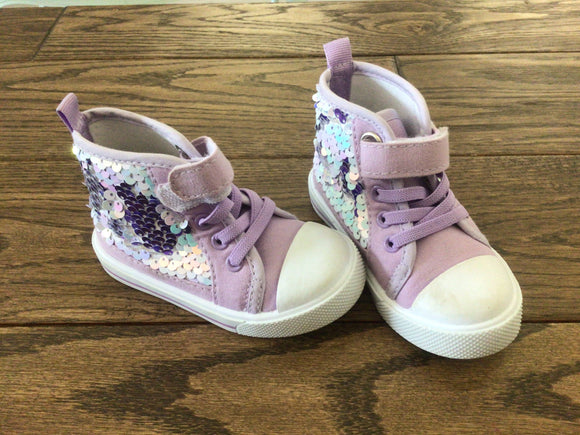 Purple sequins Velcro shoes-5