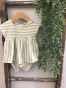 Cloud Island green & cream bodysuit dress-6/9M