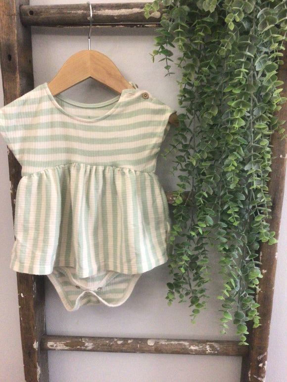 Cloud Island green & cream bodysuit dress-6/9M