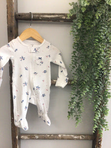 Carters ribbed floral sleeper-NB