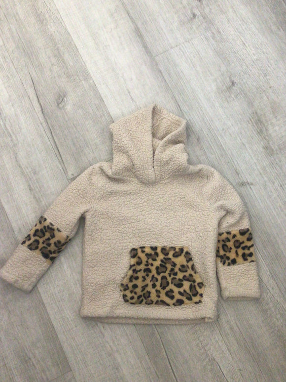 Cheetah Sherpa hoodie-4T