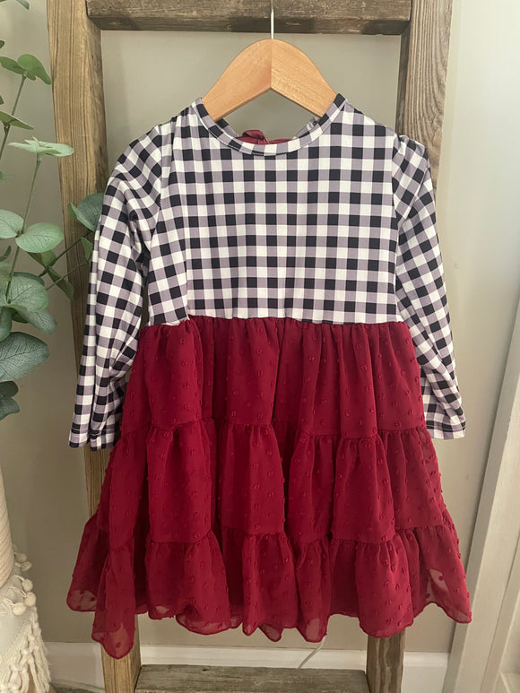 Check Maroon Dress - 5