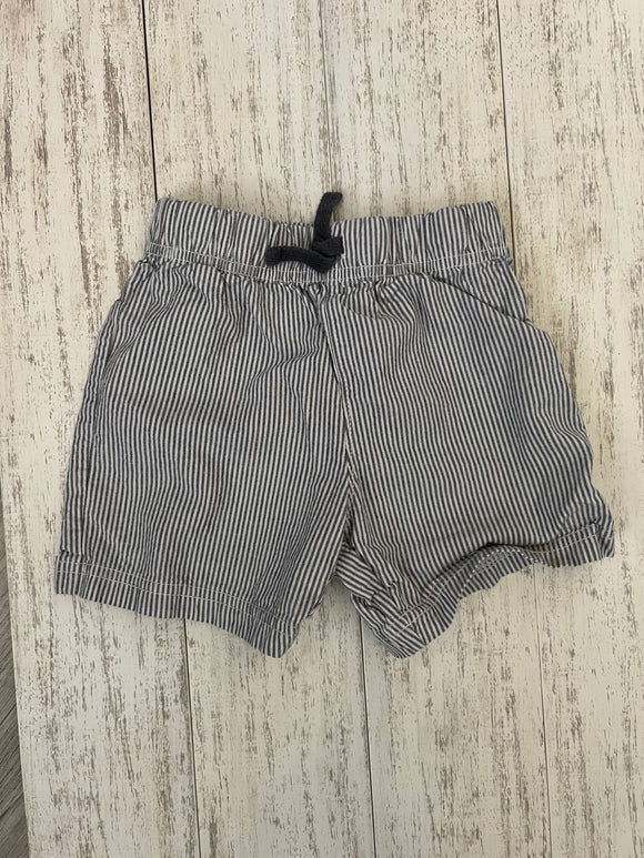 Grey & White Stripe Shorts - 24M