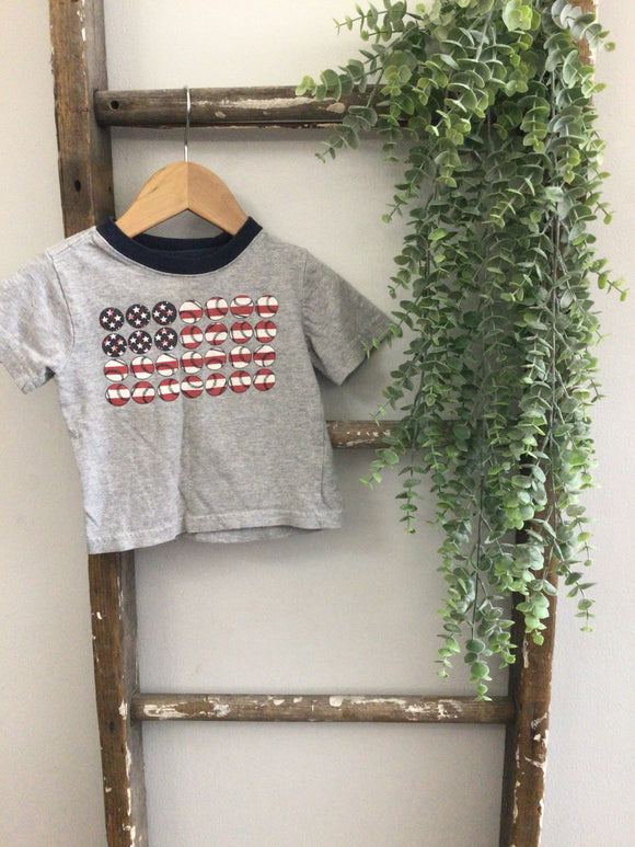 Baseball American flag tee-6/12M