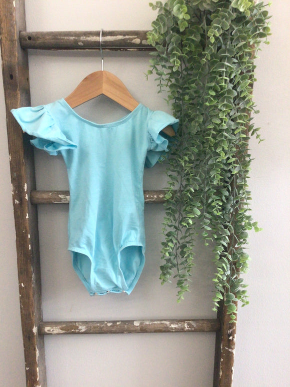 Blue flutter sleeve onesie-18/24M