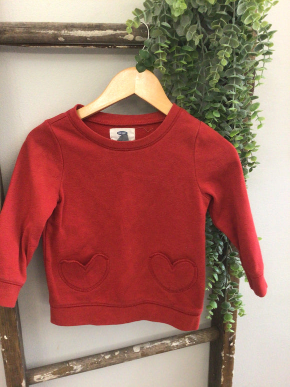 Red heart pocket pullover- 2T