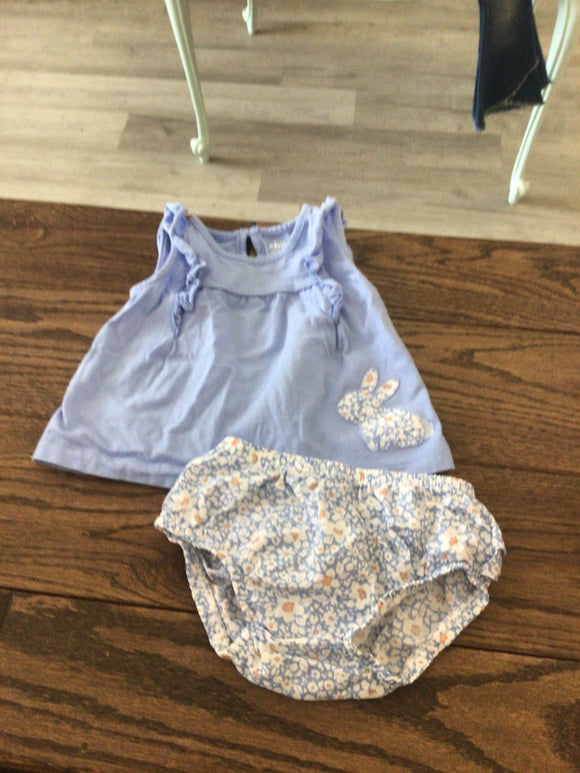 Blue floral bunny set- 3/6M
