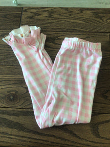 Pink check Santa ruffle bottoms-4T