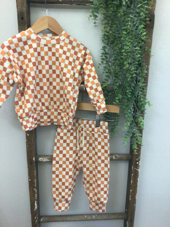 Little one shop orange check set-12/18M