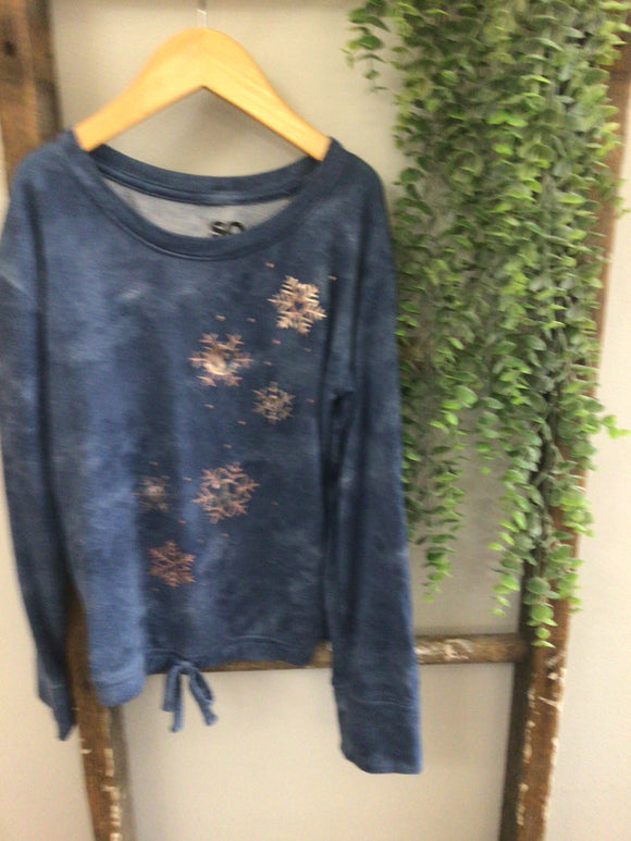 Blue snowflake long sleeve-8