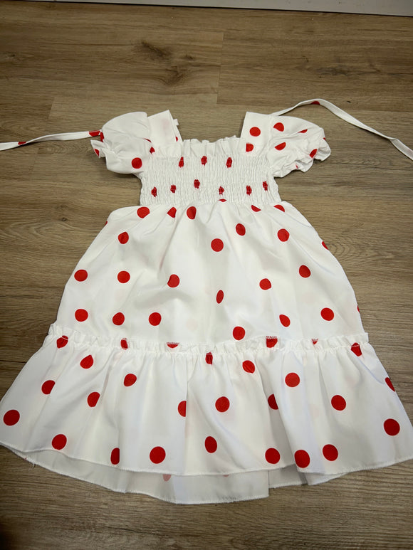 White Dress w Red Polka Dots 2/3