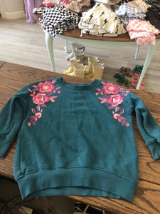 Blue with Pink Floral Crew 4T
