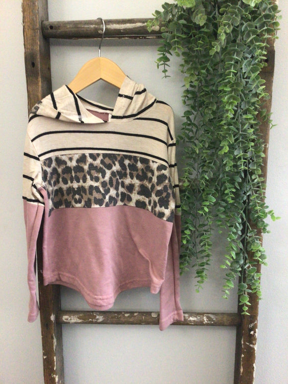 Pink leopard color block long sleeve-5/6