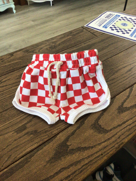 Red Checkered Shorts 0/3m