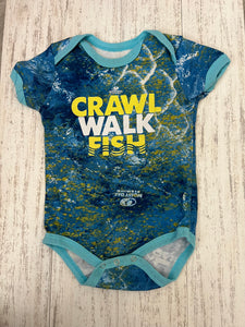 “Crawl, Walk, Fish” Onesie - 12M