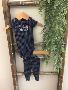 Little sister navy & white polka dot set-NB