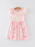 Bow Print Flying Sleeve Girls Dress