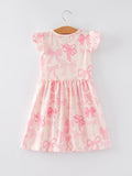 Bow Print Flying Sleeve Girls Dress