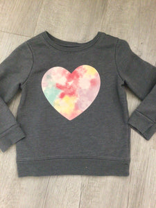 Tie dye heart crew- 3T