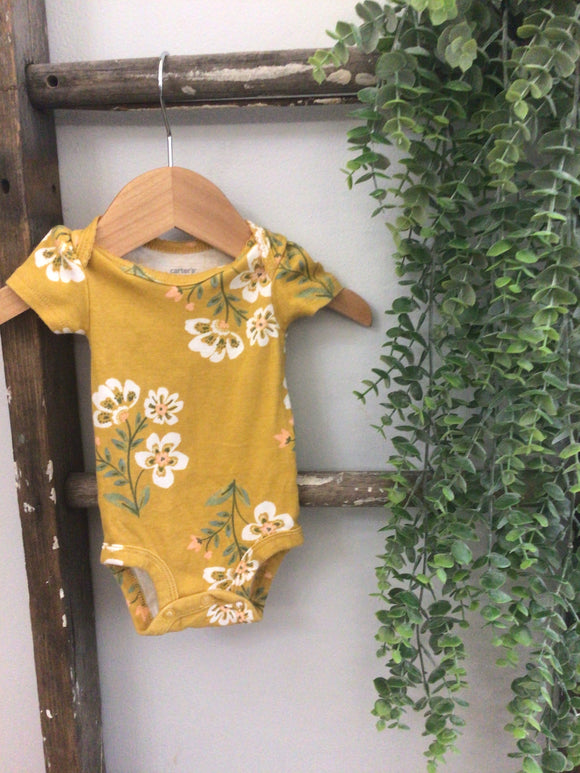 Yellow floral onesie-NB