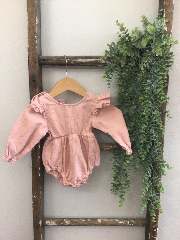 Pink ruffle onesie-9/12m