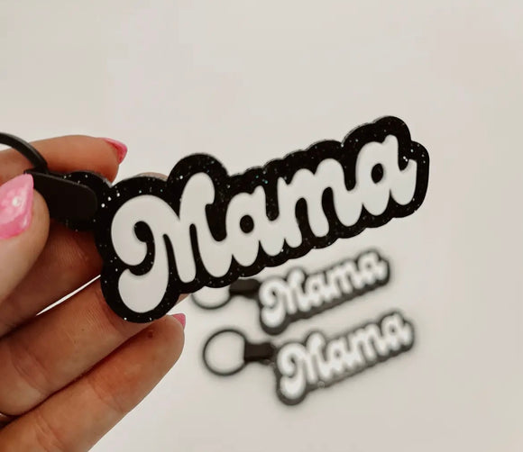 Black & White Mama Keychain