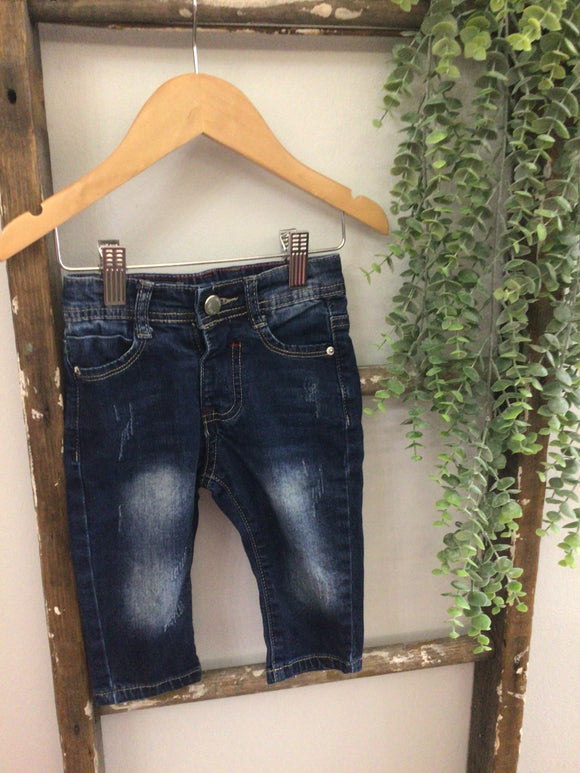 Dark distressed jeans-6/12m