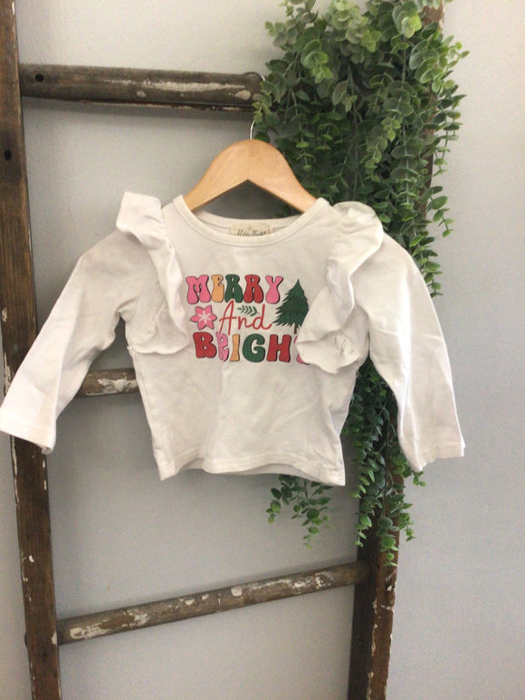 Merry and bright ruffle long sleeve- 2T