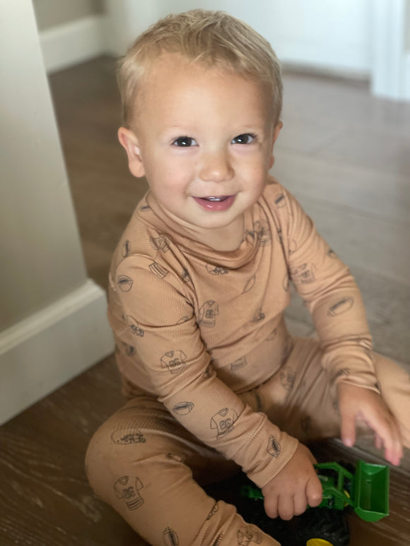 Football Ribbed Bamboo Pjs