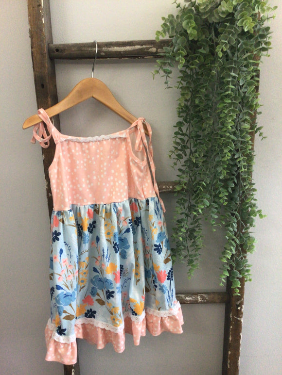 Polka dot floral lace dress-5