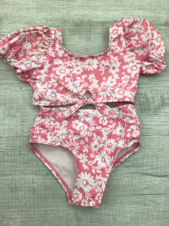Pink floral swimsuit-4/5