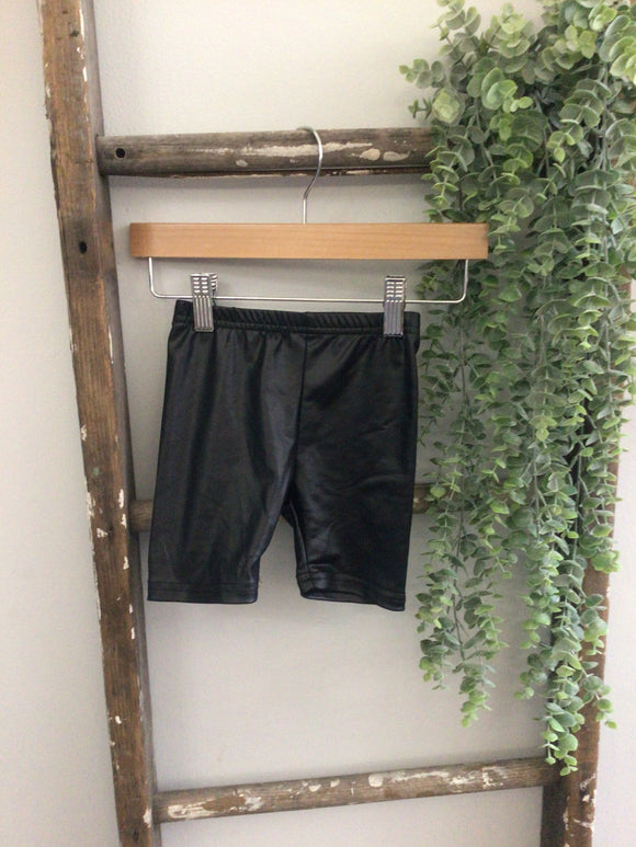 Black leather biker shorts- 2T