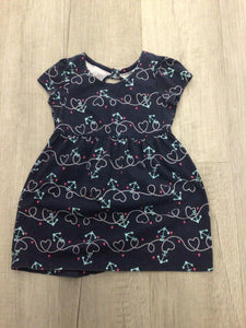 Navy Blue Heart Anchor Dress - 3T