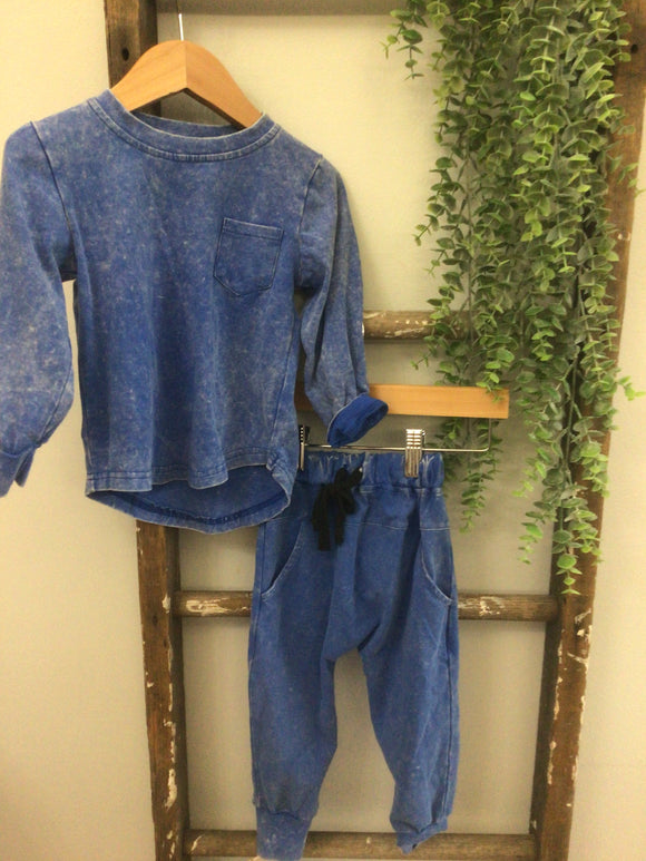 Smiley Daze acid wash blue set- 12/18M
