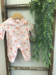 Pink pumpkin romper-NB