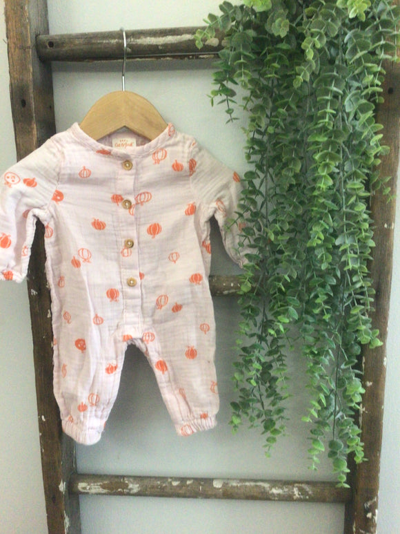 Pink pumpkin romper-NB