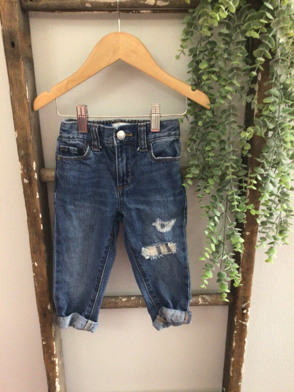 Old navy ripped patch jeans-18/24m