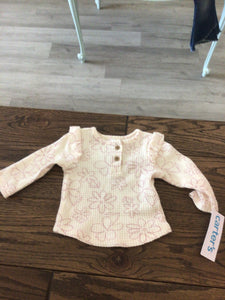 NWT white ruffle floral long sleeve- NB