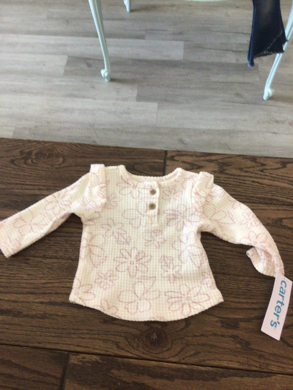 NWT white ruffle floral long sleeve- NB