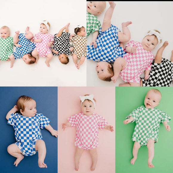 Checkered Bubble Romper