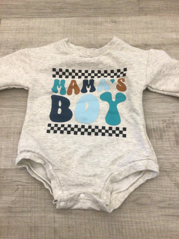 Mama's boy long sleeve bubble romper-3/6M