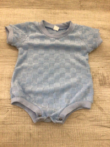 Blue check bubble romper-3/6M